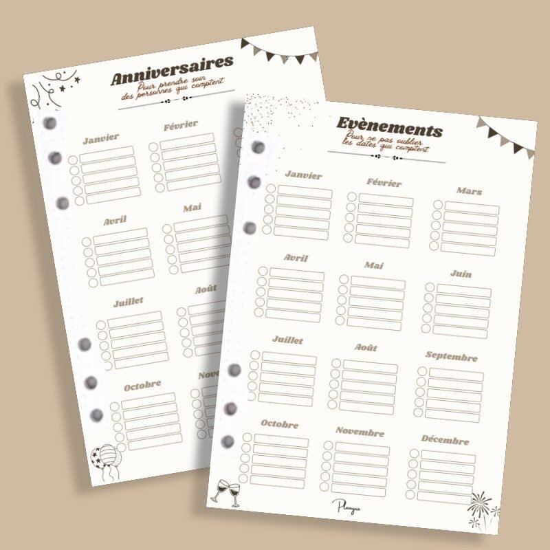 Evènements & anniversaires - Calendrier