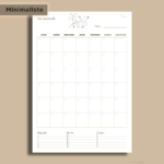 Vue mensuelle non datée - Minimaliste